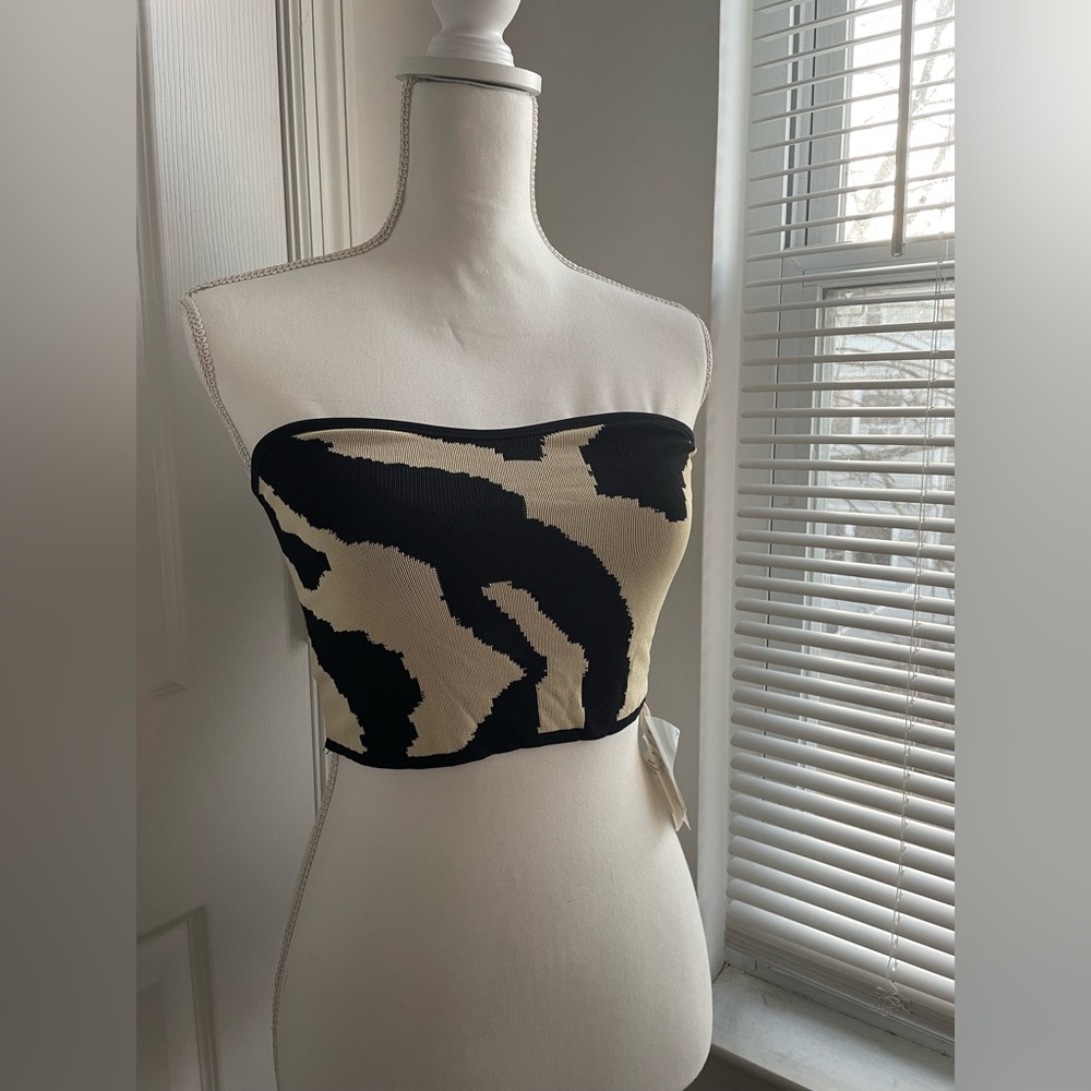 Women's Black and White Summer Tube Top | Size: S